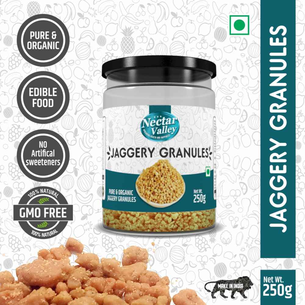 Nectar Valley Jaggery Granules (Gur) | Free from additives, pesticides & Nutritionally rich | Pure & Organically processed - 250g 