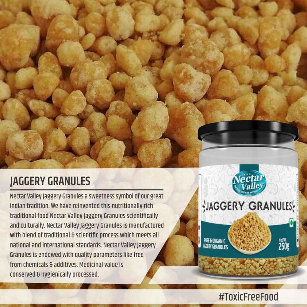 Nectar Valley Jaggery Granules (Gur) | Free from additives, pesticides & Nutritionally rich | Pure & Organically processed - 250g 