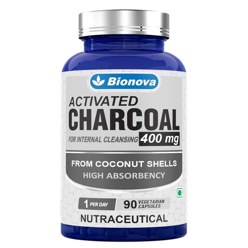 Activated Charcoal Capsules- 90’s pack - Mild on stomach & non habit forming - for Internal detoxification