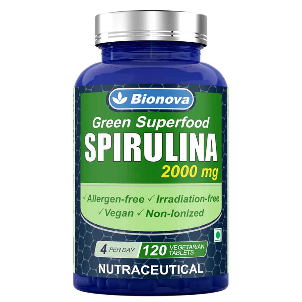 Spirulina Tablets - 120 tablets, (2000mg per serving) rich source of nutrients