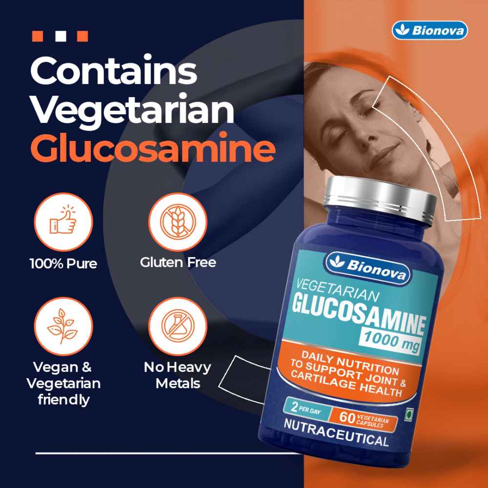 Vegetarian Glucosamine 1000mg Capsules - For Joint Health and Cartilage Support - 60’s Pack