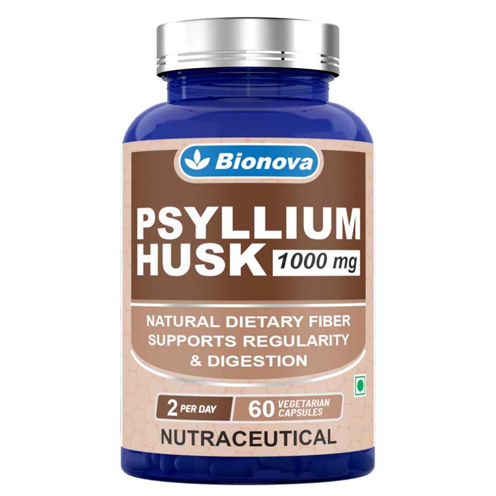 Bionova Psyllium Husk / Isabgol 1000mg, 60 quick release vegetarian capsules
