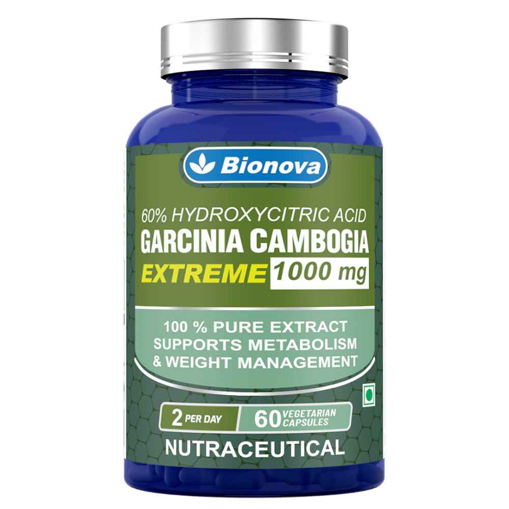 Bionova Garcinia Cambogia 1000mg Quick Release Capsules with 60% HCA (Hydroxy citric acid) - Vegetarian capsules 60's Pack