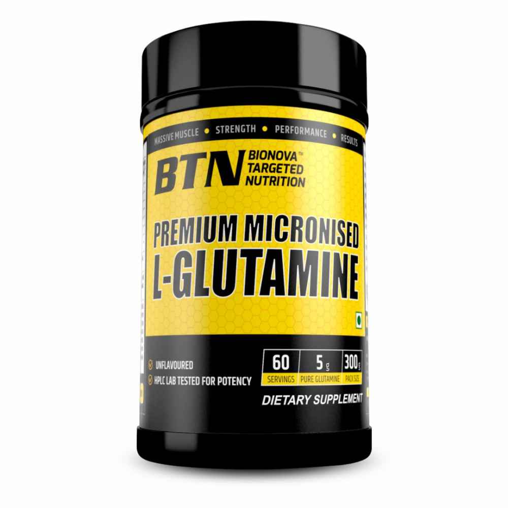 BTN Premium Micronized L-Glutamine powder, unflavoured & suitable for vegan | Instantly mixes | 300g