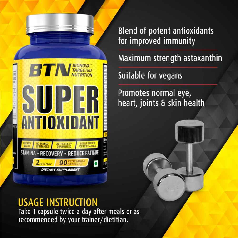 Super Antioxidant Astaxanthin 12 mg, with Natural Tocopherols & Zinc | For Energy, Eyes, Muscle & Skin | - 90 veg capsules
