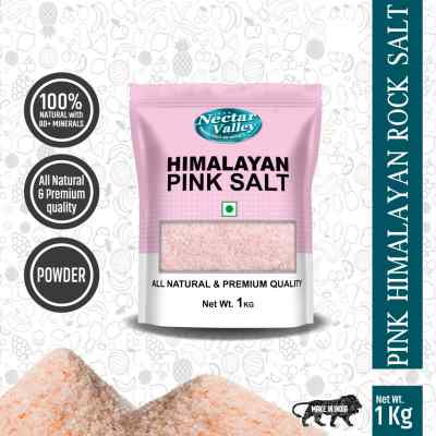 Nectar Valley Pink Himalayan Rock Salt Powder | All natural, free of toxins and impurities | Free flowing - 1 Kg Pack
