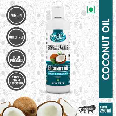 Nectar Valley Virgin Coconut oil organically processed, suitable for cooking, extracted from fresh coconut milk - 250ml