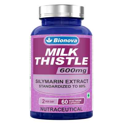 Bionova Milk Thistle Capsules made from aqueous silymarin extract standardized to 80% free from toxic solvents – 60’s pack