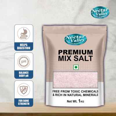 Nectar Valley Premium Mix Salt, blend of 3 salts- sendha namak, Indian sea salt & black salt - 1Kg | Best salt for health.