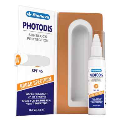 Photodis Sunscreen Lotion, water resistant with SPF-45 ideal for heavy sweaters & swimmers - 60ml