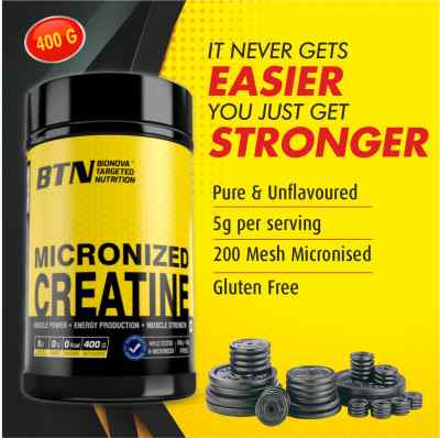 Micronized Creatine Monohydrate Powder (Unflavored, Pure & Raw) - 200 mesh micronised | 400 Grams 