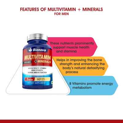 Bionova Multivitamin tablets for men,  combination of vitamins, minerals, ginseng, ginkgo biloba & green tea extract -  60 tablets