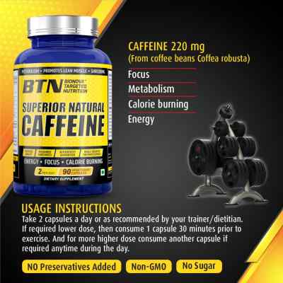 Natural caffeine supplement (2 capsules a day provides 220 mg caffeine)