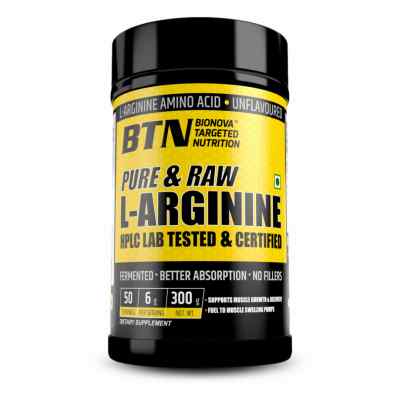 L-Arginine Powder - Pure & Raw, HPLC Tested, Fermented & Suitable for Vegan, Pre-Workout Supplement Powder (Unflavoured) - 300g