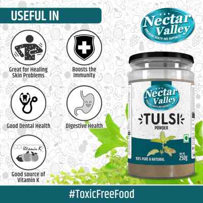 Nectar Valley Tulsi leaf powder (Ocimum sanctum) 250g | Pure and natural, organically processed fine quality holy basil powder