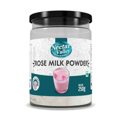 Nectar Valley Rose Milk Powder, no refined sugar added | Just Add 2 Spoons Powder In A Glass Of Milk | Makes 12 Glasses - 250g
